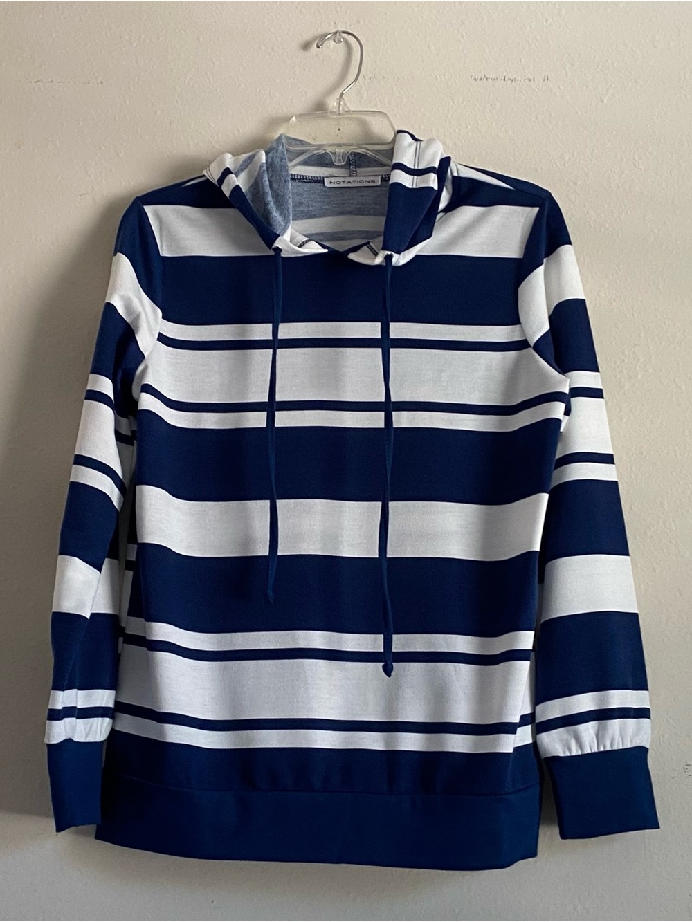 Notations Striped Crewneck Hoodie - Navy and White. Size M for woman